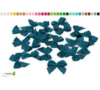 Lot de 20 nœuds décoratifs en satin - 2,5 x 3 cm - Pour mariage, baptême, communion - Couleur : bleu pétrole