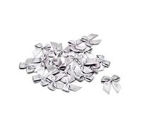 Lot de 20 nœuds en satin 2,5 x 3 cm Couleur unie Nœuds décoratifs pour mariage baptême communion , Tissu, silber 012