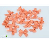 Lot de 20 nœuds en satin de 2,5 x 3 cm pour décoration de mariage, baptême, communion, application - Couleur unie abricot - Saumon