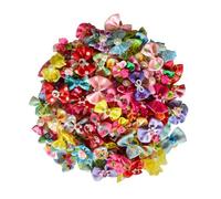 Lot de 20 nœuds for poils de chien et de chat, mélange de couleurs, nœuds for poils de chien, bandes en caoutchouc faites à la main, accessoires de toilettage for animaux de compagnie(Mix color-08)