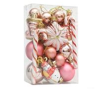 Lot de 20 ou 29 boules de Noël en plastique doré rose pour vacances, cérémonie de mariage, fête et décoration élégante pour la maison et le jardin (B)