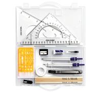 Lot de 20 outils de géométrie, kit de dessin technique de précision avec compas, gabarits, rapporteurs et crayons, fournitures professionnelles pour architecture, ingénierie et conception