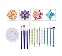 Lot de 20 outils de pointillage mandala, outils de pointillage, pochoirs, boule, stylet, palette de pinceaux pour toile, roches, coloriage, dessin, loisirs créatifs