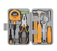 Lot de 20 outils ménagers basiques avec petite boîte de transport pour homme et femme (jaune)