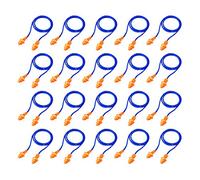Lot de 20 paires de bouchons d'oreille filaires réutilisables en silicone avec cordon antibruit pour protection auditive (bleu)