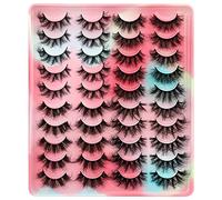 Lot de 20 paires de faux cils en vison 20 mm de long - 5D - Bande russe
