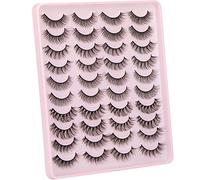 Lot de 20 paires de faux cils naturels, 5 styles, faux paquet de faux cils 3D Wispy œil de chat [D, ]