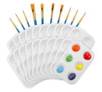 Lot de 20 palettes de mélange avec 10 pinceaux de peinture, aquarelle à l'huile pour peinture artistique et bricolage