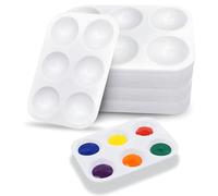 Lot de 20 palettes de mélange de peintures acryliques rectangulaires en plastique avec 6 champs de mélange (blanc)