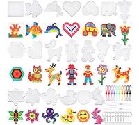 Lot de 20 panneaux perforés en plastique transparent en forme d'animal de 5 mm avec 20 cartes colorées pour enfants