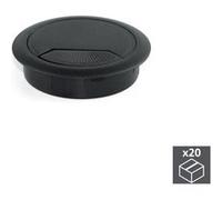 Emuca passe-câbles ronds encastrables pour table de bureau en plastique, Noir, Ø 60 mm (20un)
