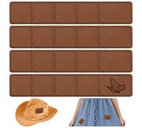 Lot de 20 Patch Cuir Thermocollant pour Chapeaux, 7,6 x 5,1 cm Patch Thermo Collant Fer à Repasser avec Adhésif Patch Cuir Vetement pour Tissus Réparation Couture Fournitures Laser (Kaki)