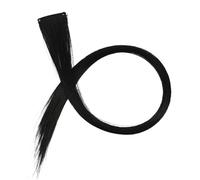 Lot de 20 patchs de cheveux colorés suspendus aux oreilles, extensions de cheveux avec bandes de couleur mate, peuvent être repassés longtemps, perruque à cheveux directs(Black)