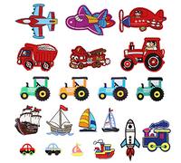 Lot de 20 patchs de voiture pour enfant - Accessoires de vêtements de bricolage - Patchs de broderie - dessin animé - Pour coudre des t-shirts, des chapeaux, des sacs à dos (différents motifs)