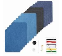 Lot de 20 Patchs Thermocollants Jean Denim, 4 Couleurs 9,5 x 12,5cm | Patch Tissu Thermocollant pour réparer vêtements, jeans, sacs et textiles avec application au fer facile