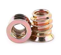 Lot de 20 pcs Ecrous Hexagonaux Filetés M6 en Acier au Carbone Zingué Écrous d'Insert Écrous Filetage Extérieur pour Meubles en Bois (M6 x 13mm)