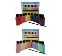 Lot de 20 peintures acryliques de 36 ml chacune, hautement pigmentées et opaques, pour toile, pouring, bois, pierre, papier, plâtre, métal, etc. (20 couleurs x 36 ml avec pinceau)