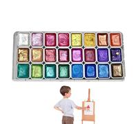 Lot de 20 peintures aquarelles métallisées à paillettes, couleurs unies, nacrées, pour adultes, enfants, artistes