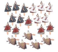 Lot de 20 pendentifs ange de Noël en bois de 4,6 cm avec cordon de suspension, idéal comme décoration de sapin de Noël, cadeau ou porte-bonheur pour les événements