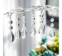 Lot de 20 pendentifs en cristal en forme de goutte d'eau - Prismes de lustre transparents pour fenêtre - Cristaux suspendus pour sapin de Noël, mariage, décoration de fête