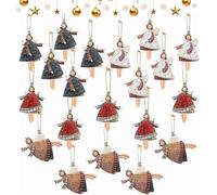 Lot de 20 pendentifs en forme d'ange - Décoration de Noël - Pendentif en bois - Ange gardien - Décoration d'arbre de Noël - Décoration de Noël - Calendrier de l'Avent - Porte-bonheur