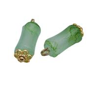 Lot de 20 perles à enfiler - 6 x 12 mm - Perles en bambou - Perles en verre - Style chinois - Pour bricolage, bricolage, fabrication de bijoux, colliers, boucles d'oreilles - Vert clair B