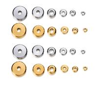 Lot de 20 perles d'espacement plates en acier inoxydable, 3 4 5 6 8 10mm, dorées, amples, grand trou, pour Bracelet, fabrication de bijoux à faire soi-même Gold