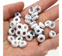 Lot de 20 Perles en Pierre en Forme de boulier, Grand Trou, pour la Fabrication de Bijoux, Colliers, Taille 5 x 10 mm, Trou 4 mm, Turquoise Blanc, 5 x 10 mm