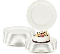 Lot de 20 petites assiettes à dessert rondes en céramique de 15,2 cm pour gâteaux, collations, plats d'accompagnement, fruits, four à micro-ondes et lave-vaisselle - Blanc
