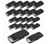 Lot de 20 petites boîtes à biscuits en métal avec couvercles, lingettes pour lentilles, lingettes - Noir - Mini boîte portable vide à charnière pour organiser bijoux, travaux manuels, herbes - 9,5 x