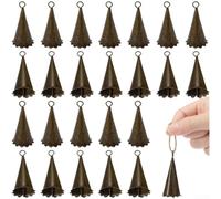 Lot de 20 petites cloches en métal bronze pour décoration d'intérieur | Fer robuste, finition bronze antique, taille 2,5 x 5,5 cm, idéal pour Noël, art populaire, carillons éoliens, travaux manuels