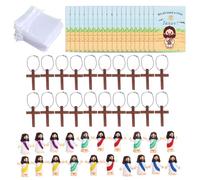 Lot de 20 petites figurines de prière sacrée avec croix pour cartes de collection, ornements pour la foi, salle de classe, activité, petites figurines sacrées avec cartes de prière