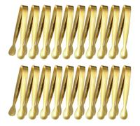 Lot de 20 petites pinces de service dorées en acier inoxydable pour buffet, buffet, cuisine, fête, café, salade, fruits, bonbons, tacos, charcuterie, sucre