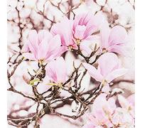 Lot de 20 petites serviettes à cocktail Bl?hende Rose Magnolia | Printemps | Fr?hJahr | Décoration de table | Decoupage | Technique de serviettes 25 x 25 cm