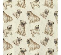 Lot de 20 petites serviettes à cocktail en papier recyclé - Motifs animaux - De nombreux carlins, comme décoration de table - Serviettes en papier avec motif - Convient également pour le découpage et