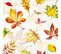 Lot de 20 petites serviettes de cocktail - Feuilles d'automne dispersées - Décoration de table - Decoupage - Technique de serviette 25 x 25 cm