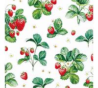 Lot de 20 petites serviettes de cocktail motif fraises | été | jardin | nourriture | décoration de table | découpage | technique de serviette 25 x 25 cm