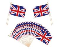 Lot de 20 petits drapeaux britanniques à main, drapeaux Union Jack, bâtons en bois, mini drapeau Union Jack double face pour défilés, fête nationale britannique, décorations patriotiques, événements