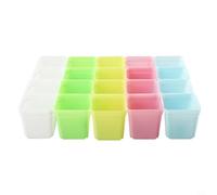 Lot de 20 petits pots de fleurs carrés en plastique avec drainage pour la décoration de la maison et du bureau, mélange de couleurs aléatoires