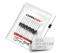 (Lot de 20 pièces) Chanzon Diode de redressement à récupération super rapide SF56 5A 400V 35ns DO-201AD (DO-27) Diodes électroniques axiales 5 ampères 400 volts