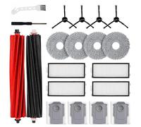 Lot de 20 pièces de rechange pour Roborock Qrevo Master/ Qrevo Slim V20, 2 brosses principales 4 filtre 4 brosses latérales 4 tampons de serpillère 4 sacs à poussière 1 outil de nettoyage 1 tournevis