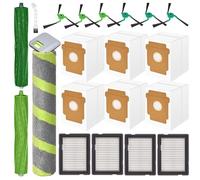 Lot de 20 pièces de rechange pour robot aspirateur iRobot Roomba Max 705 Combo MXA 705, 2 brosses principales, 6 sacs à poussière, 4 filtres, 1 serpillère à rouleau, 6 brosses latérales, 1 brosse de