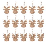 Lot de 20 pièces décoratives en bois avec motif de cerf de Noël et ficelle incluse, idéal pour les décorations de vacances, cerf de Noël à faire soi-même