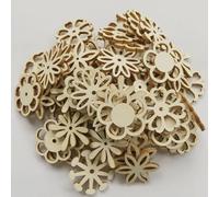 Lot de 20 pièces en bois de 3 x 3 cm - Assortiment de décorations en bois découpées au laser - Forme de fleur - Décorations naturelles