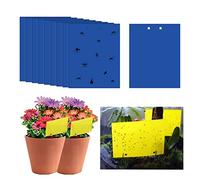 Lot de 20 pièges à mouches adhésifs, 20 x 10 cm, autocollants en papier bleu, pièges à moucherons et pièges à insectes adhésifs double face pour insectes contre les moucherons fongiques, les aleurodes