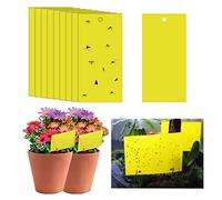 Lot de 20 pièges à mouches adhésifs, 20 x 15 cm, autocollants jaunes pour protection des plantes, attrape-mouches adhésifs double face pour insectes contre les moucherons fongiques, les aleurodes, les