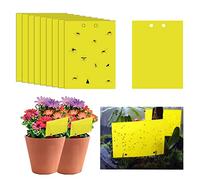 Lot de 20 pièges à mouches adhésifs en papier jaune de 10 cm, pièges à moucherons, pièges à mouches adhésifs double face pour insectes contre les moucherons, les aleurodes, les pucerons