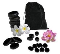 Vivezen - Lot de 20 pierres chaudes pour massage en basalte naturel poli + Sac de rangement