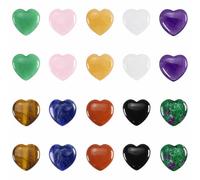 Lot de 20 pierres porte-bonheur en forme de cœur - Pierres précieuses colorées - Décoration pour méditation, chakra, équilibre Reiki