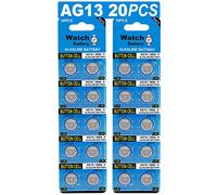 Lot de 20 Piles alcalines AG13 LR44 1,5 V sans Mercure (357/357A/L1154/A76/GPA76)
